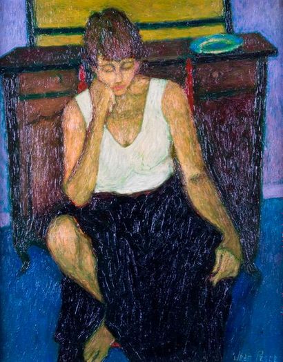 null Jean PESCE (1926). "Femme à la jupe noire". Huile sur toile, signée en bas à...