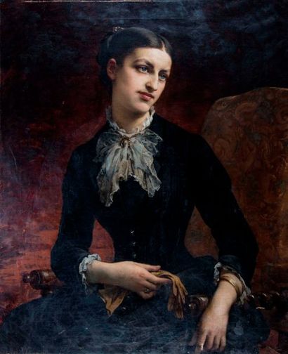null Adelaïde SALLES-WAGNER (1825-1890). Portrait de Jeanne Puyroche. Huile sur toile....