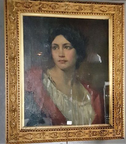 null Ecole Française du XIXème siècle. Portrait de femme à la couronne de lauriers....