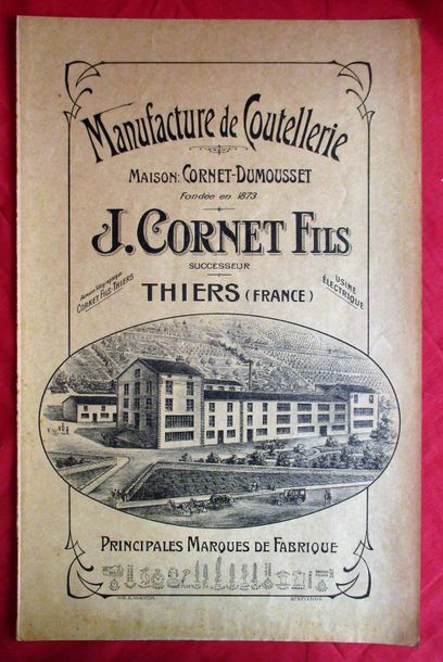 null Thiers - COUTELLERIE. Ensemble de 4 affiches début du XX° siècle (Cornet, Prot)....