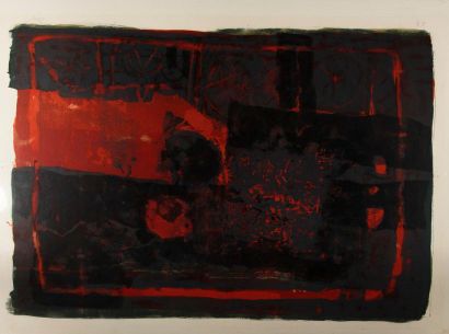 null Antoni CLAVÉ (1913-2005). "Rouge et noir". Lithographie en couleur sur Japon....