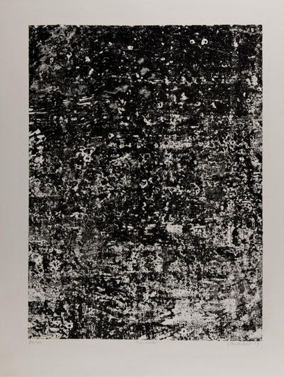 null Jean DUBUFFET (1901-1985). "Mur écaillé". Lithographie noir et blanc. Signée,...