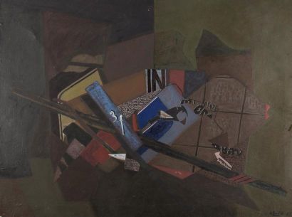null Jean-Pierre LE BOULCH (1940-2001). Composition cubisante. 1965. Huile sur toile,...