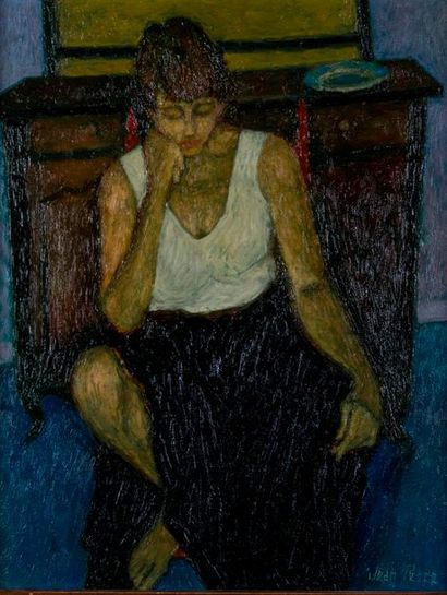 null Jean PESCE (1926). "Femme à la jupe noire". Huile sur toile, signée en bas à...