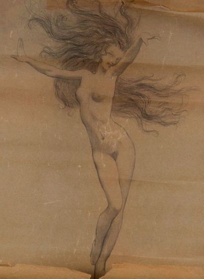 null Gaston BUSSIERE (1862-1928). Deux dessins au crayon, l'un sur papier calque...