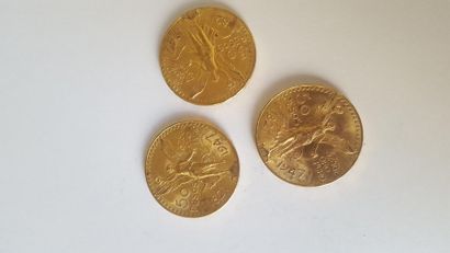 null Trois pièces or 50 pesos Mexicanos de 1947