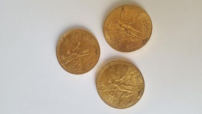 null Trois pièces or 50 pesos Mexicanos de 1945-1946-1947