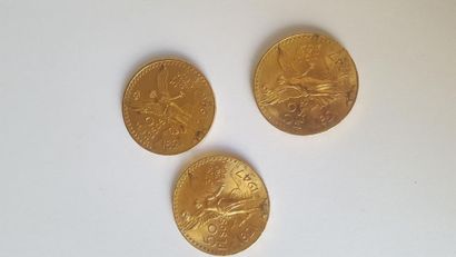 null Trois pièces or 50 pesos Mexicanos : une de 1946 et deux de 1947