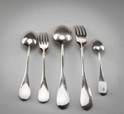 null Ercuis. Partie de ménagère en métal argenté, comprenant 14 fourchettes de table,...