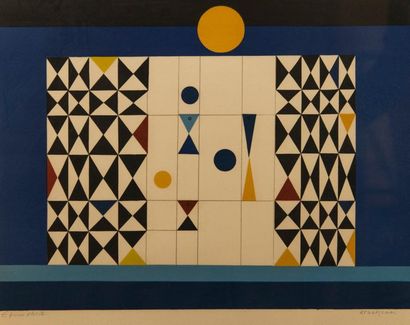 null Raymond GRANDJEAN (1929-2006). Composition. Lithographie couleur, signée en...