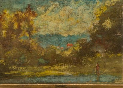 null Eugène BROUILLARD (1870-1950). Attribué à. Etude de paysage. Huile sur toile,...