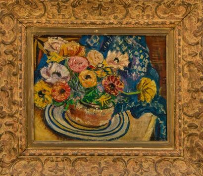 null François DESNOYER (1894-1972). Bouquet de fleurs d'été. Huile sur toile, signée...