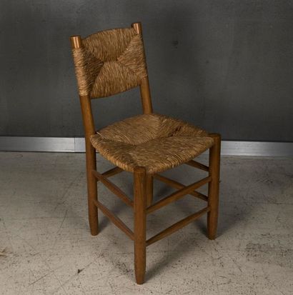 null Charlotte PERRIAND (1903-1999). Suite de six chaises modèles n°19 dit "Bauche"...