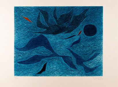 null Gustave SINGIER (1909-1984). "L'espace et la danse". (Les oiseaux). 1964. Aquatinte...