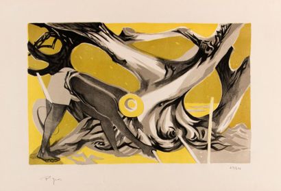  Edouard PIGNON (1905-1993). L'olivier (Série travail aux champs). Lithographie couleur,...