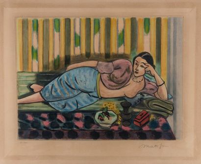 null Henri MATISSE ( 1869 – 1954) d'après
- ODALISQUE AU COFFRET ROUGE. 1952
Aquatinte...