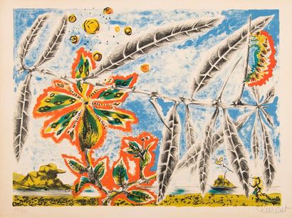 null Jean LURCAT (1892-1966). Paysage. (1956). Lithographie couleur, signée et numérotée...