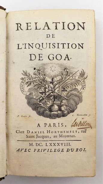 null [DELLON (Charles)]. Relation de l'inquisition de Goa. Paris, Horthemels, 1688....