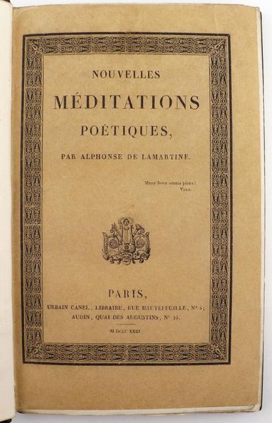 null LAMARTINE (Alphonse de). Méditations poétiques. Paris, Au dépôt de la librairie...