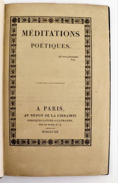 null LAMARTINE (Alphonse de). Méditations poétiques. Paris, Au dépôt de la librairie...