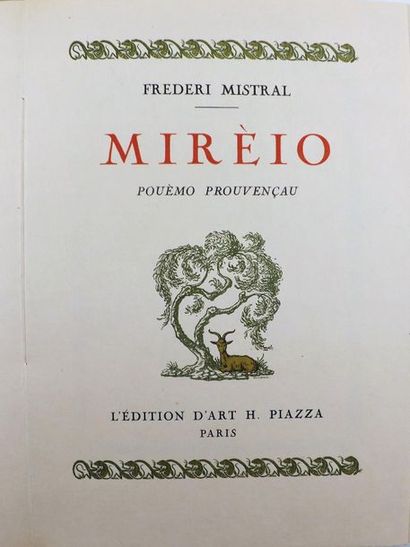null MISTRAL. Mireille, illustré par Jean Droit. Paris, Piazza, 1923. 2 vol. in-8,...