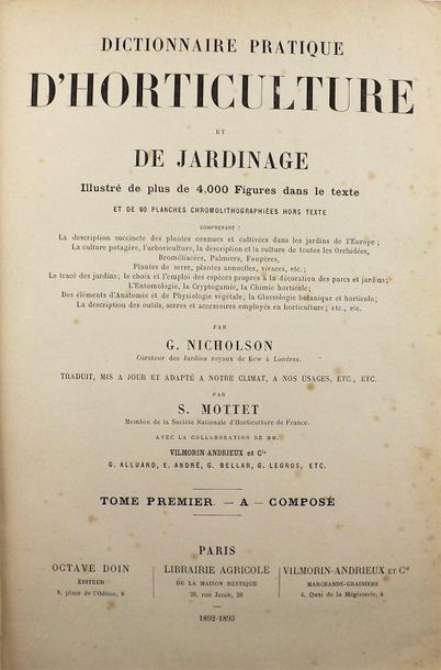 null NICHOLSON (G.) - MOTTET (S). Dictionnaire pratique d'horticulture et de Jardinage....