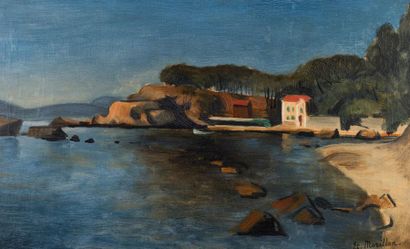 null Etienne MORILLON (1884-1949). Paysage de bord de mer. Huile sur toile, signée...