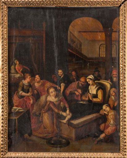 null Ecole Flamande vers 1620. Sainte-Elisabeth de Hongrie soignant les malades à...