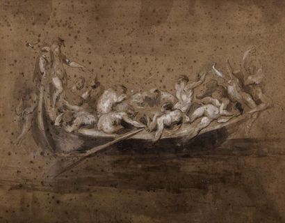 null Jean-Baptiste CARPEAUX (1827-1875). La barque de Charon traversant le Styx....