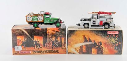 null Matchbox, models of Yesterday, 2 camions de pompiers réf YYM35-190 et YYM35-187,...