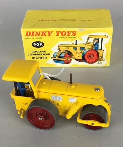 null Dinky Toys France, Rouleau compresseur Richier, réf 90A, jaune et rouge, excellent...