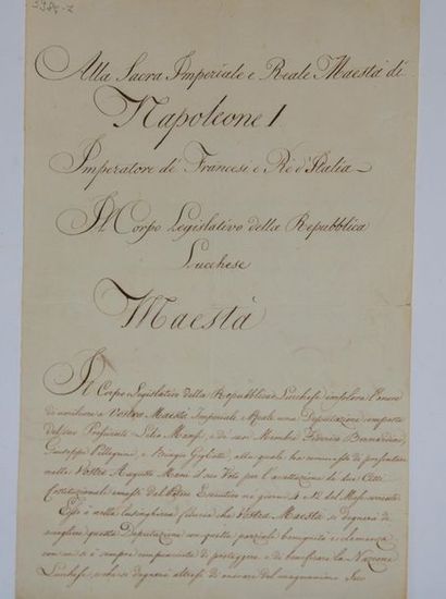 null Adresse envoyée à l’Empereur Napoléon Ier par le corps législatif de la République...