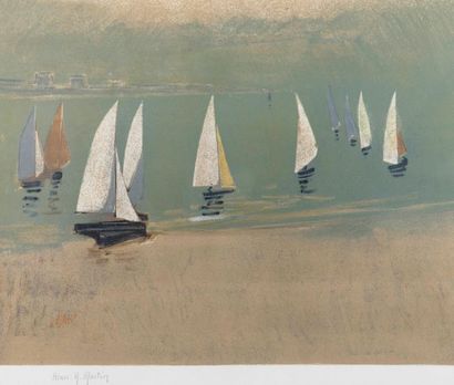 Henri MARTIN (1860-1943). Les voiliers. Lithographie,...