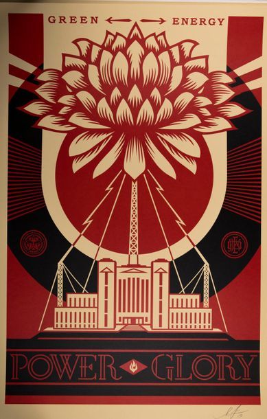 null Shepard FAIREY dit OBEY (1970). Green Energy Power Glory. Sérigraphie tricolore,...