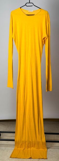 null GAULTIER Public, robe tee-shirt en maille jaune d'or, manches et taille ultra...