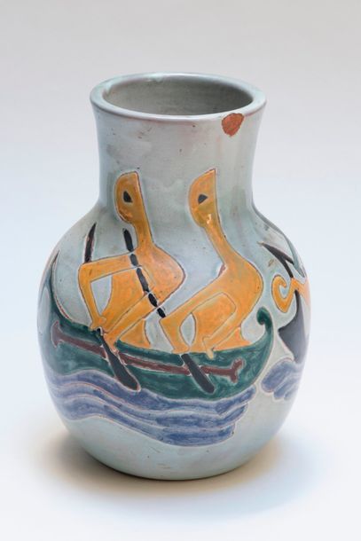 BEN LISA René (1926-1995). Vase en céramique...