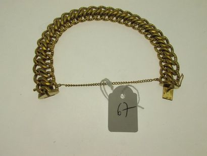 null 1 double link bracelet with safety chain, gold, hunchbacked 30.5g
