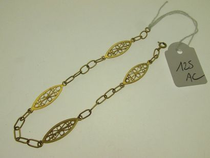 null 1 oval filigree link bracelet, gold, hunchbacked 5.2g AC