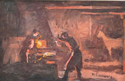 CAVAROC Honoré (1846-1931). At the blacksmith's,...