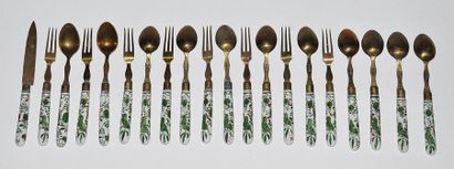 Set of cutlery handles, 1) Asia, twelve cloisonné...