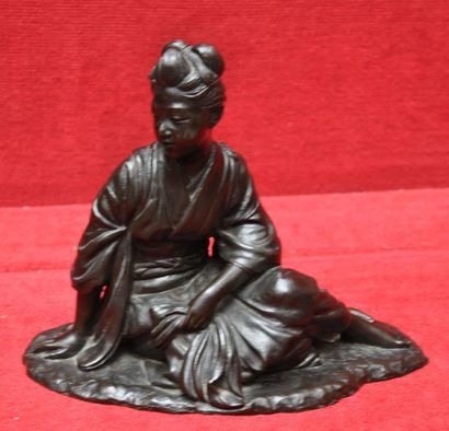 JAPON - Okimono en bronze représentant une...