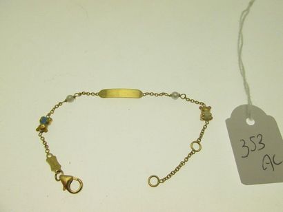 1 bracelet identité d'enfant monture or orné...