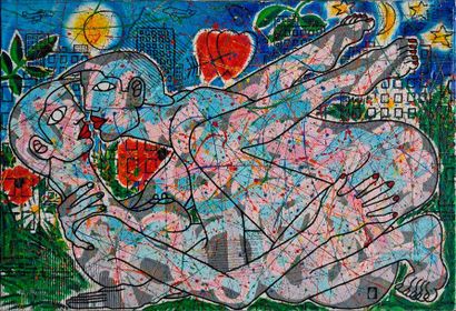 null CHAMIZO Didier (born in 1951). First Love, 1990. Mixed media, acrylic, ink and...