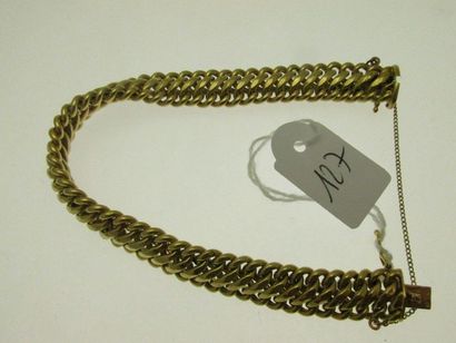 1 bracelet ruban or à maillons entrecroisés, avec chaînette de sécurité, bossué 16,6g
