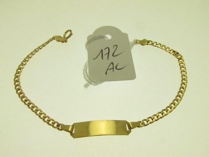 1 bracelet identité d'enfant maillons gourmette or, la plaque non gravée, bossué 1,4g AC