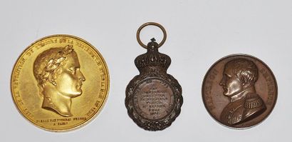 null Médaille en cuivre doré, portrait de Napoléon 1er en empereur romain et marquée...
