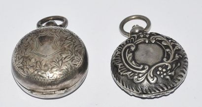 null Five silver louis holders, three curved rectangular ones with guilloche decoration,...