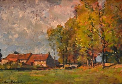 BOURDON Julien (1880-1946). Entrée de village...