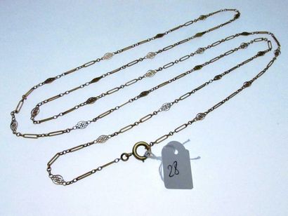 1 gold long necklace with large links alternating...