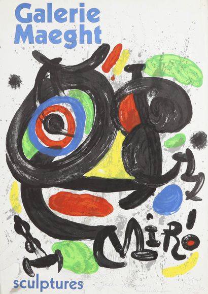 Joan Miró (1893-1983) Affiche de l’exposition “Sculpture” à la Galerie Maeght 1971... Gazette Drouot